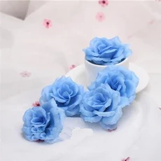 10pcs 8cm 로얄 블루 인공 장미 실크 꽃 머리 장식 꽃 결혼식 홈 파티 연회 장식, 18 Rose