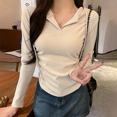 제이로그 골지 셔링 슬림 후드 티셔츠 벨오후드T