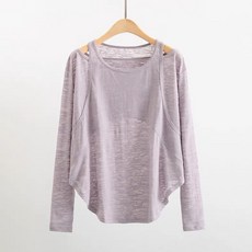秋季瑜伽長袖罩衫女薄款透氣露肩運動長袖寬鬆時尚舞蹈健身衣