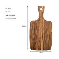 相思木帶手柄雙用砧板烘焙托盤, 1個, 35.5*18*1.5cm