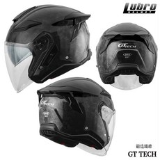 LUBRO GT TECH 碳纖維 雙D扣 內藏墨鏡 快拆鏡片 3/4罩 安全帽, 1個, 鍛造碳纖維,S：54-55cm（小帽體）