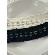 원단스토리 뜨개 레이스원단 부자재 테이프 소매 밑단, 1개, 블랙