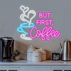 But First Coffee 벗 퍼스트 커피 대형 LED 네온사인 35.5x28.7cm