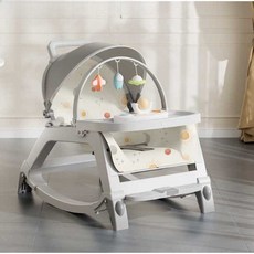 아기흔들의자 로킹체어 침대 바운서 편안한 안락 등받이 각도조절, 은회색(3in1) 흔들의자+의자+식탁의자