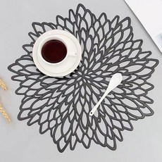 식탁매트 컵받침 테이블 매트 플레이트 깔개 플라워형, 골드