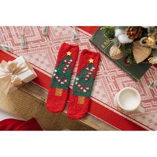 【熱銷Top1-限時下殺】【桃園出貨】超多款聖誕襪 不掉毛珊瑚絨襪 加厚保暖圣誕睡眠襪 卡通半邊絨地板襪 女襪 聖誕節襪, 大樹, 1個