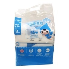 順順兒 加厚低敏無香嬰兒濕紙巾 親膚極厚, 3, 70片, 65gsm