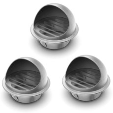IPower 10.2cm(4인치) 처마 에어 벤트 304 스테인리스 스틸 원형 황소 노즈 스크린 메시 가정 욕실 주방 사무실 통풍용 3팩 실버, IPower 10.2cm(4인치) 처마 에어 벤트 30