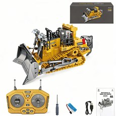 兒童合金遙控工程車 仿真挖掘機 usb遙控車 玩具推土車 電動男孩遙控車模型, 9通bc1045推土車(2.4g合金版),送遙控器電池x2, 1個