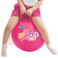 여아 로보카폴리 핑크 점핑볼 유아 짐볼 승용 장난감 아이, 1개