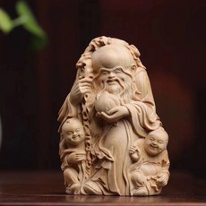 黃楊木 壽星 童子 擺件, 如圖所示, 1個