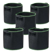손잡이가 있는 5개입 패브릭 화분 5갤런 두꺼운 재배 채소 정원 감자 심기, 01 5 Gallon-30 x 25CM, 06 With Green Line