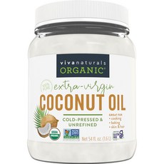 비바 내추럴스 유기농 코코넛 오일 - 비정제 및 냉압착 천 Viva Naturals Organic Coconut Oil 54 fl oz – Unrefined Cold-Pres, 1개
