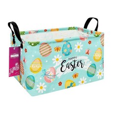 INGHUA 장난감 책 옷 선물 반려동물을 위한 직사각형 보관 바구니 패브릭 정리함 통 - 가정 사무실 아기방 기숙사 선반에 적합(Rec Forest Dinosa, Rec-Easter Egg