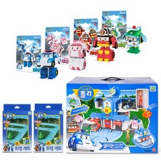 로보카폴리 열리는 구조본부+로보카폴리 트랙 2개+미니변신로봇 2인치 4종 베이직팩 (폴리 엠버 로이 헬리), 세트상품, 1개