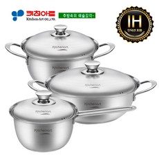 키친아트 베니 올스텐 인덕션 냄비 3종 세트, 혼합색상, 편수 18cm + 양수 20cm + 전골 26cm, 1세트