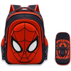 카툰 스파이더맨 책가방 스트랩 필통 3D 입체 디자인 방수 소재 대용량 초등학생 남학생에게 적합