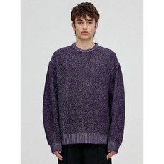 비바스튜디오 투톤 믹스 라운드 니트 - PURPLE