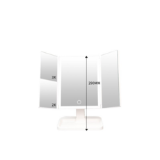 臺式LED化妝鏡 帶燈折疊家用梳妝鏡, 雙折疊化妝鏡無燈款【不支持升降】