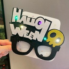 【台灣發貨】萬聖節派對裝飾南瓜眼鏡框派對創意裝扮用品成人搞怪cos聚會裝飾拍照道具 萬聖節髮光搞怪眼鏡框萬聖節南瓜眼鏡框, [發光款]金骷髏.眼鏡, 1個