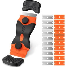 생활의지혜 교체형 플라스틱 멀티 안전 스크래퍼 스티커 제거기 블랙 + 리필날 10p 세트, 1세트