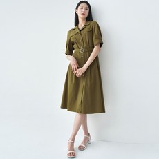 지센 여성 정장 원피스 데일리 캐주얼 스타일 피어로즈 벨티드 셔츠형 LFOPO491OLDH4059452