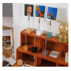 컬러풀 데스크탑 우드 블록 사진 메모 클립, 원목, 1개