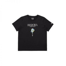 국내매장판 디아도라 블루밍 플로랄 반팔 티셔츠 우먼 블랙 554385