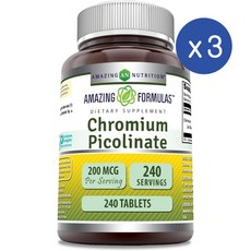 어메이징 뉴트리션 크롬 피콜리네이트 200mcg Amazing Nutrition Chromium Picolinate, 3개, 240정