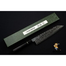 和欣行 現貨 佑成 銀三鋼 積層 劍型牛刀 黑檀單銀捲 系列, 240mm單刀, 1個