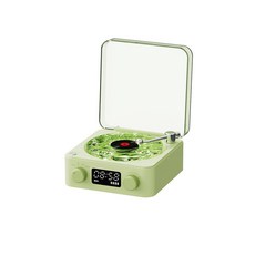 開物KW03復古鬧鐘藍牙音箱無線音響小型重低音炮高音質黑膠唱片機, 英文, 綠色