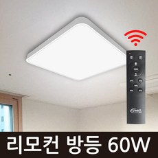 LED 플리커프리 방등 60W 리모컨 밝기조절 화이트 흰색빛 방조명 정품서울반도체칩셋, 주광색