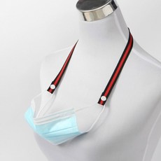 삼선 똑딱이 마스크 스트랩 레드블랙 실리콘마스크스트랩