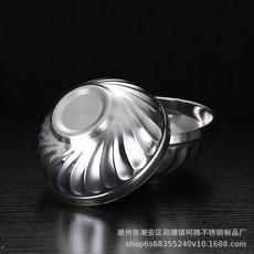 不鏽鋼雙層碗隔熱米飯碗兒童鉑金碗學生食堂商用湯麪百合碗, 201百合碗（不足尺）,特價11.5cm, 1個