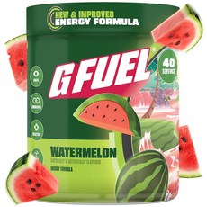 G Fuel 워터멜론 에너지 드링크 파우더 게임용 운동 전 카페인 믹스 무설탕 포커스 아미노 비타민 + 항산화 물질 280.7g(10온스) (수박 40회분), 280g