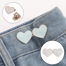 미즈코스 1+1 하트 허리 줄이기 매직 요술 후크 조절 버클 고리 셀프 수선, 1개, 화이트+민트