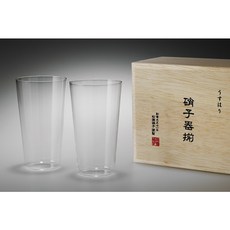 일본 쇼토쿠 글라스 우스하리 맥주잔 M 260ml 2개입 목재상자 포함