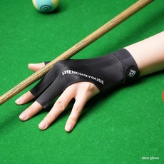 桌球臺球手套專業男女通用露指斯諾克比賽專用防滑薄款三指高彈, 檯球半指黑色【左手單只】, 1個