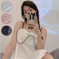 리본 여성 골프 가운 스트랩 파자마 원피스 데일리 잠옷