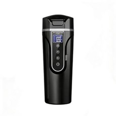 스마트 디지털 디스플레이 차량용 전기 주전자 - 304 스테인리스 스틸 내부 용기 450ml 용량 12V/24V 자동차 및 트럭 겸용, 02 Black