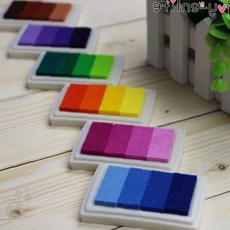 다색 그라데이션 잉크 패드 도장 찍기 공예 작업 사무 용품 학교 교육 미술 활동, 1개, 핑크 GD06528