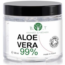 BOT cosmetic wellness 바이오 알로에 베라 젤 100 자연 수분 크림 얼굴과 몸용 | 건조 피부 및 일광 화상용 관리 헤어 동물 실험 없음 250ml, 1개
