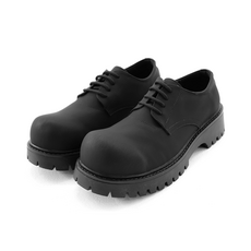 BUTTN 버튼 SEUL 서울 [SET 세트] 앞코라인 볼륨 무광 더비 슈즈 + 미드삭스 (2팩)