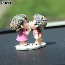 DFMEI 新款2025汽車擺件中控臺可愛樹杈情侶車內飾品車載小擺件告白氣球, 1個, 鑲鑽情侶擺件:如圖