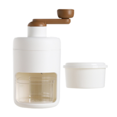 手搖刨冰機 免插電手搖式雪花刨冰機(附冰塊模具) 冰沙機 碎冰器 雪花冰 製冰機, 1個, 白色