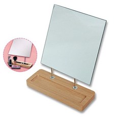 사각 원목 180도 회전 수납 트레이 탁상용 스탠드 메이크업 거울 화장대 화장품 보관 원목거울