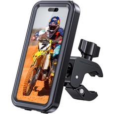 TEUEN 방수 오토바이 휴대폰 거치대 자전거 차단 카메라 없음 빠른 설치 안전한 스쿠터 ATV 핸들바 클램프 클립 조절 가능한 4769인치, Black