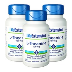 LIFE EXTENSION L-茶氨酸素食膠囊 100mg, 60顆, 3罐