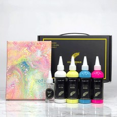【金羽毛】 流體畫 DIY 提盒 多款主題 【台灣製】當天寄出 丙烯顏料 畫布 流體熊 情人節禮物 生日禮物, 彩虹小馬, 請見詳細, 1個