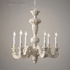 엔틱 샹들리에 6등 천장 조명 식탁등 카페 펜던트 거실, 지름 70 76cm 빈티지 화이트